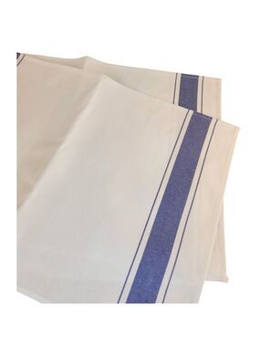 Set of 2 Blue and White Striped Cotton Placemats, Farmhouse Table Decor, Modern